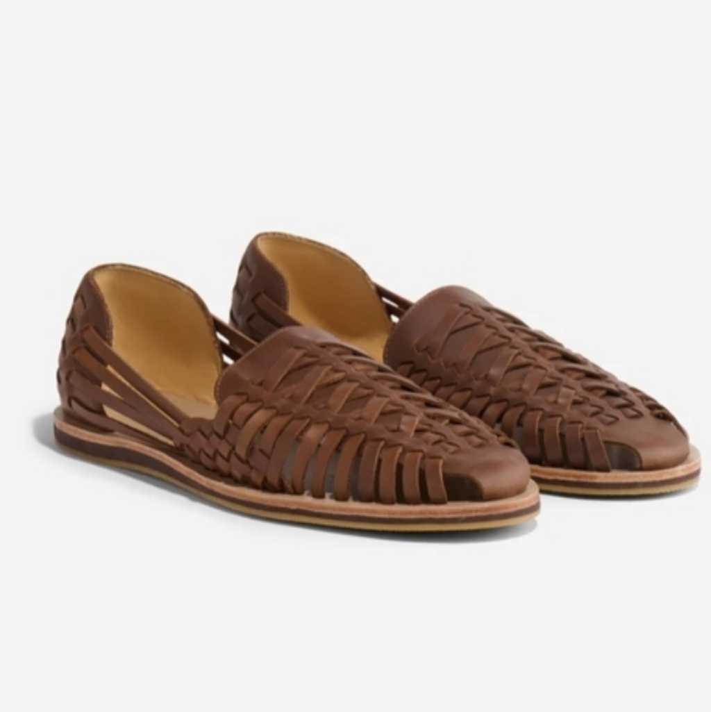 Nisolo Brown Woven Leather Huarache Loafers